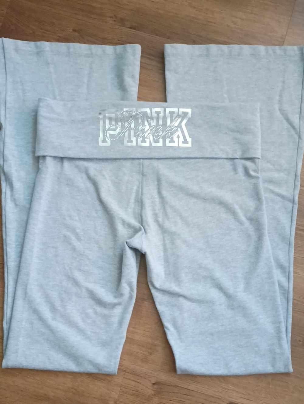 PINK Victoria's Secret Light Gray Fold-Over Waist Leggings